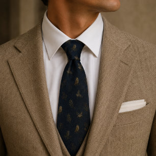 Heritage Owl Midnight Navy Neck Tie