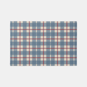 Heritage Plaid Striped Check Country French Blue Rug