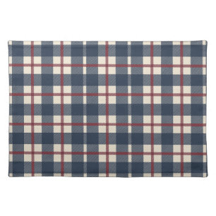 Heritage Plaid Striped Check Country Ink Navy Cloth Placemat