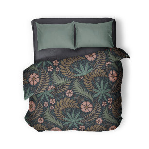 Heritage revival victorian botanical pattern duvet cover