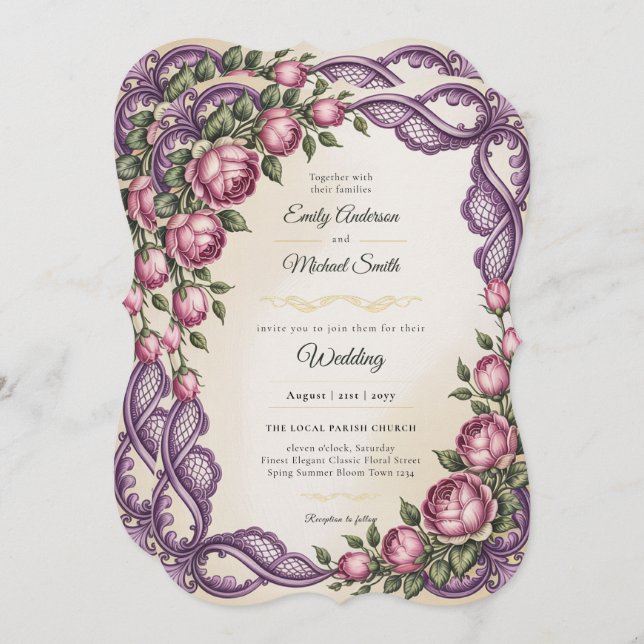Heritage | Rococo and Victorian Botanical Wedding Invitation (Front/Back)