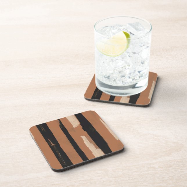 Heritage Stripe (terracota + black)   Beverage Coaster (Right Side)