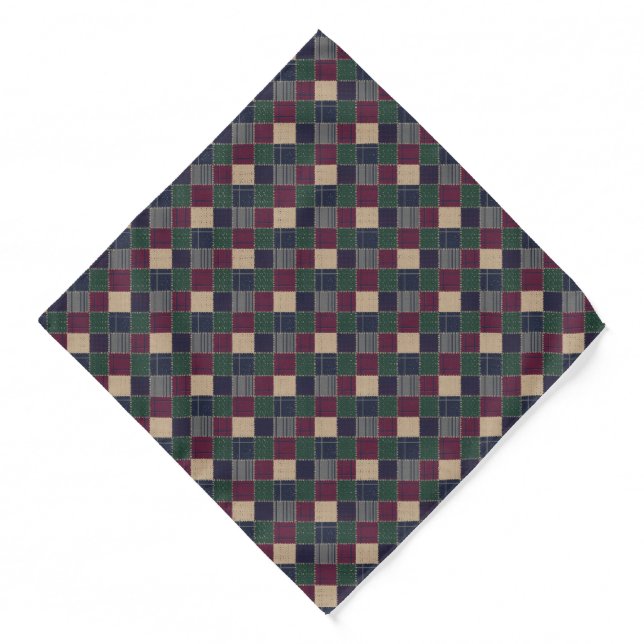 Heritage Tartan Patchwork Pocket Square Bandana (Front)