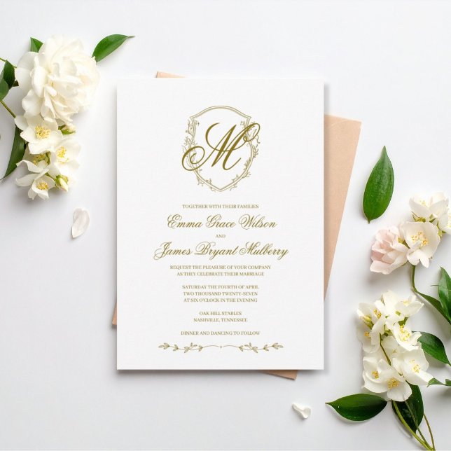 Heritage Timeless Crest Wedding Invitation Bronze (Creator Uploaded)