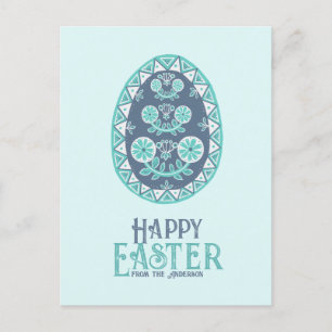 Heritage Turquoise Pysanka Ukraine Folk Easter   Holiday Postcard