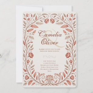 Heritage Victorian Botanical Terracotta Wedding Invitation