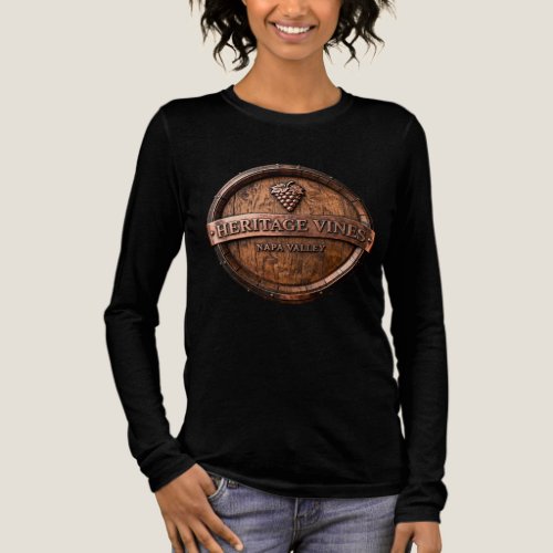 Heritage Vines Napa Valley Wine Barrel Long Sleeve Tri-Blend Shirt