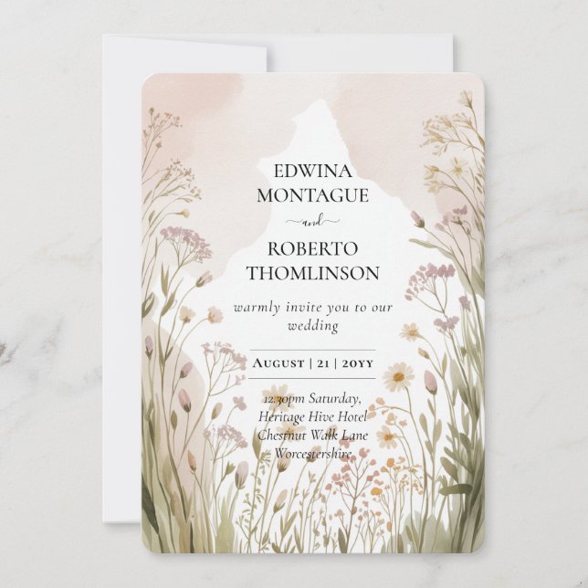 Heritage Wildflower Meadow Wedding Invitation (Front)