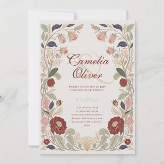 Heritage William Morris Inspired Wedding Botanical Invitation