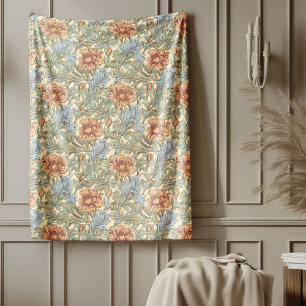 Heritage William Morris Style Sophisticated Touch Fleece Blanket
