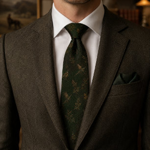 Heritage Winter Pheasant Forest Green Neck Tie