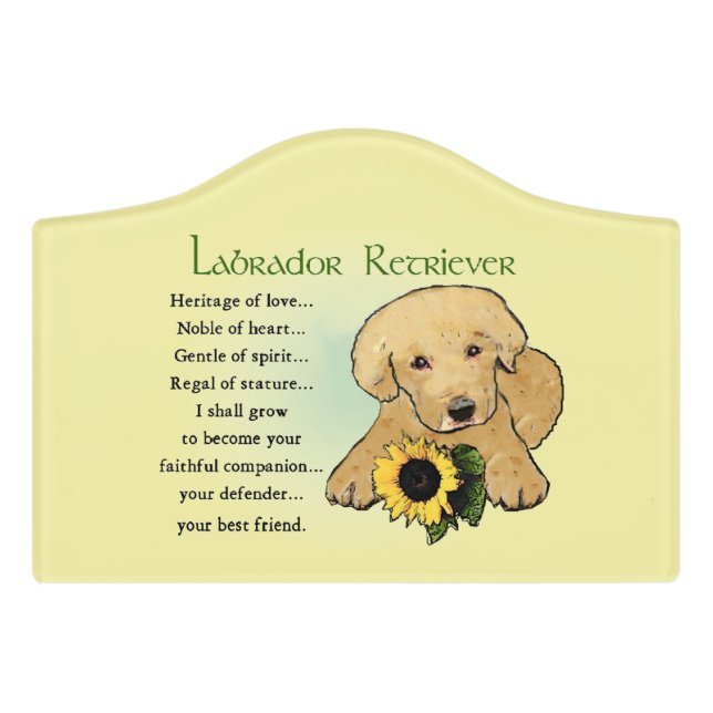 Heritage Yellow Lab Puppy   Door Sign (Small Crest Front)