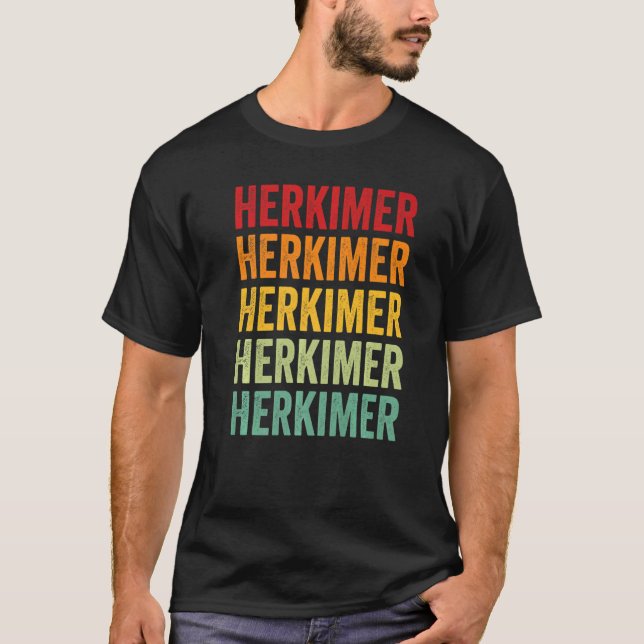 Herkimer County New York Rainbow Text T-Shirt (Front)