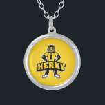 Herky Mascot Silver Plated Necklace<br><div class="desc">Check out these official UI products. All of these products are customizable so you can add your class year,  name,  or sport. Personalize your Iowa University merchandise on Zazzle.com!  You can find something here to show off your Hawkeye pride every day!</div>