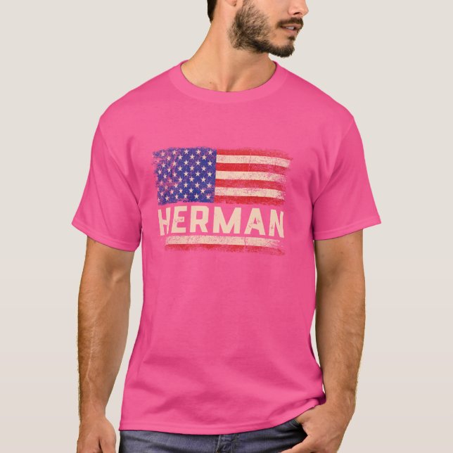 Herman First Name Shirt Herman Name American Flag (Front)