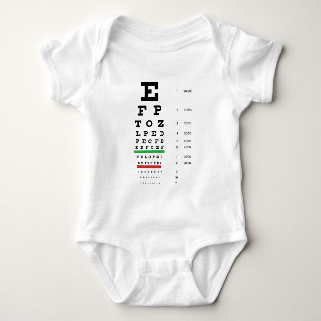 Herman Snellen Eye Chart to Estimate Visual Acuity Baby Bodysuit (Front)