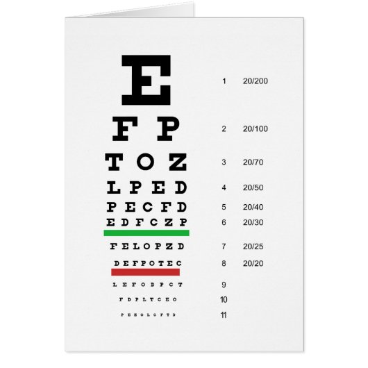 Herman Snellen Eye Chart to Estimate Visual Acuity Cards (Front)