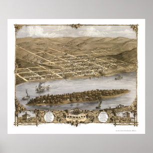 Hermann, MO Panoramic Map - 1869 Poster