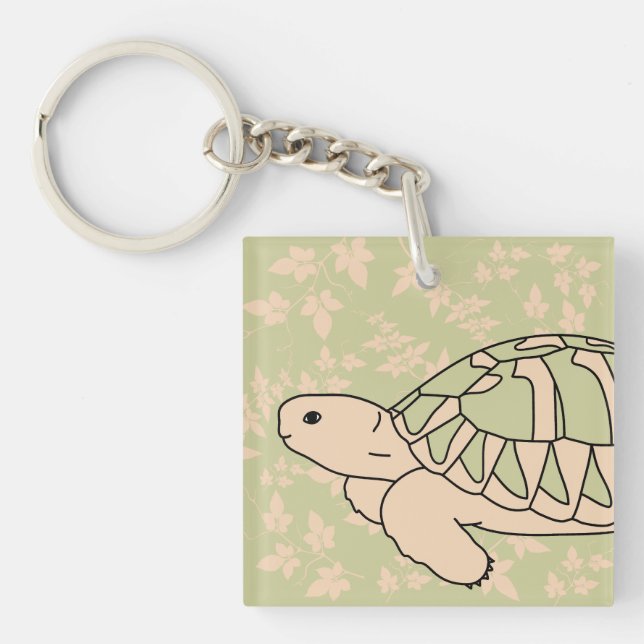 Hermann's Tortoise Keychain (foliage green) (Front)