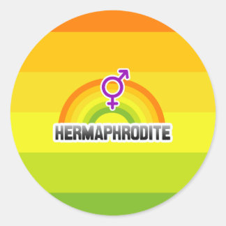 HERMAPHRODITE RAINBOW CLASSIC ROUND STICKER