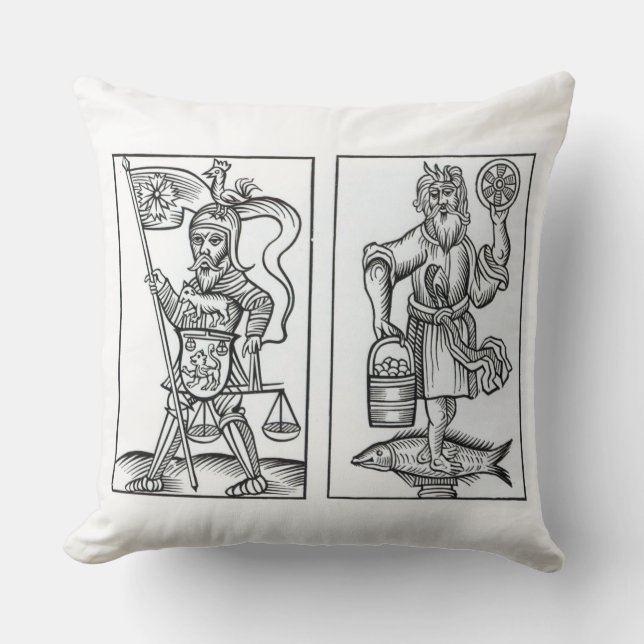 Hermensul or Irmensul (left) and Crodon (right) id Throw Pillow (Front)