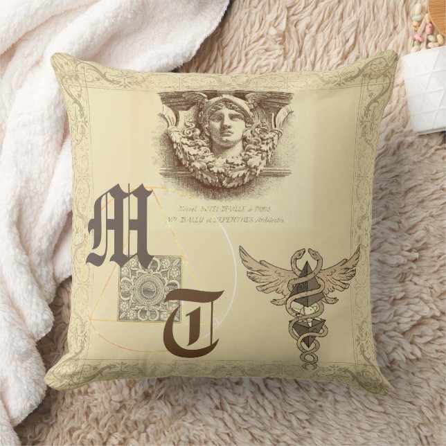 Hermes antique baroque elegant monogram throw pillow (Blanket)