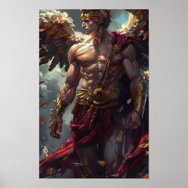 Hermes Mythology Poster with Fearless Expression (Front)