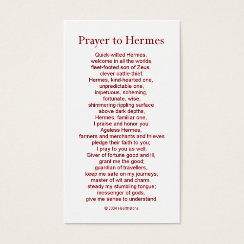 Hermes Prayer Card