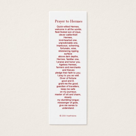 Hermes Prayer Card (Front)