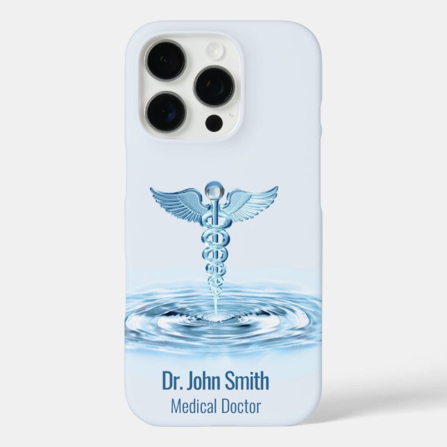 Hermes Rod Caduceus Water Ripples Blue Medical Case-Mate iPhone Case (Back)