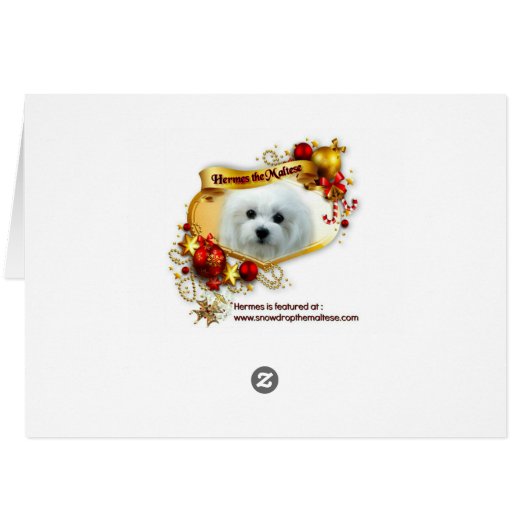 Hermes the Maltese Christmas Greeting Card (Back Horizontal)