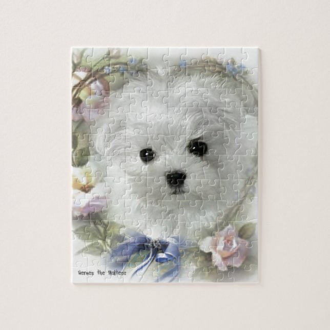Hermes the Maltese Jigsaw Puzzle (Vertical)