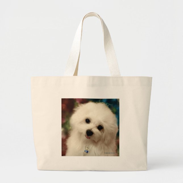 Hermes the Maltese Large Tote Bag (Front)