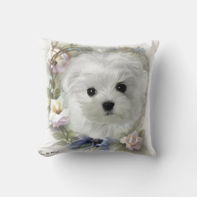 Hermes the Maltese Pillow/Cushion Throw Pillow (Front)