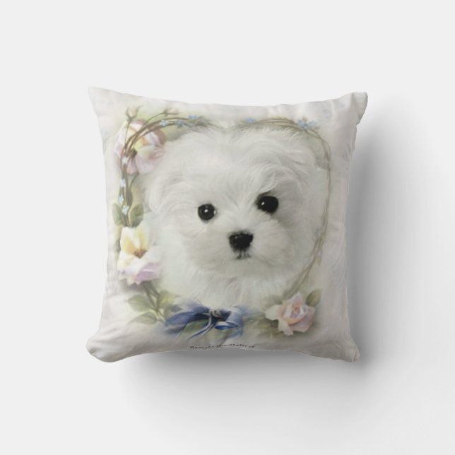 Hermes the Maltese Throw Pillow/Cushion Pillow (Front)