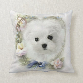 Hermes the Maltese Throw Pillow/Cushion Pillow