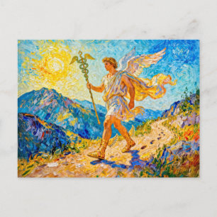 Hermes with Winged Staff and Sandals Walking a Sac Postcard