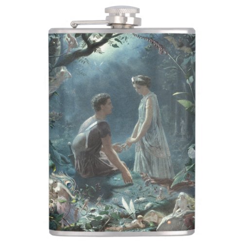 Hermia Lysander  fairies Midsummer Night Dream Flask