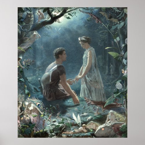 Hermia Lysander  fairies Midsummer Night Dream Poster