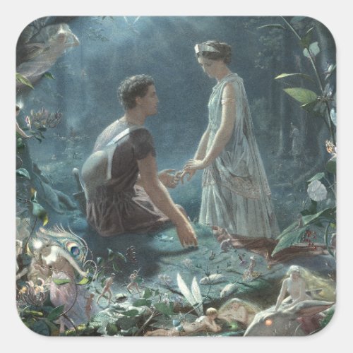 Hermia Lysander  fairies Midsummer Night Dream Square Sticker