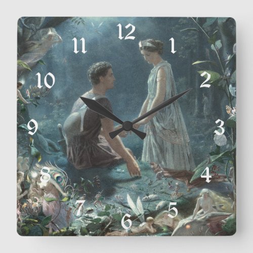 Hermia Lysander  fairies Midsummer Night Dream Square Wall Clock