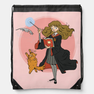 Hermione and Crookshanks Wingardium Leviosa Drawstring Bag