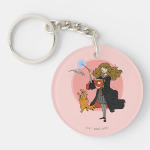 Hermione and Crookshanks Wingardium Leviosa Keychain