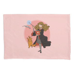 Hermione and Crookshanks Wingardium Leviosa Pillow Case