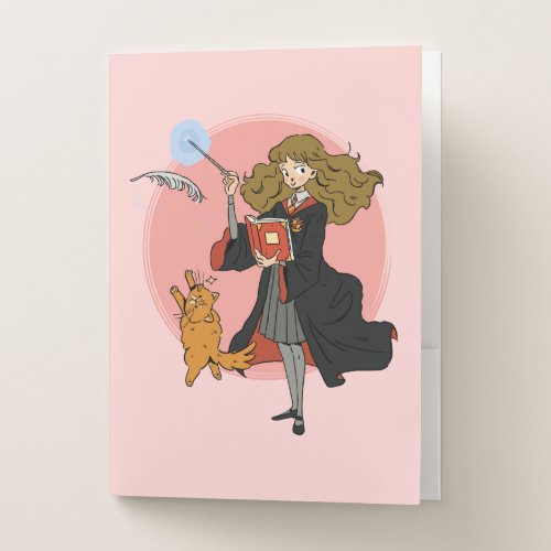 Hermione and Crookshanks Wingardium Leviosa Pocket Folder