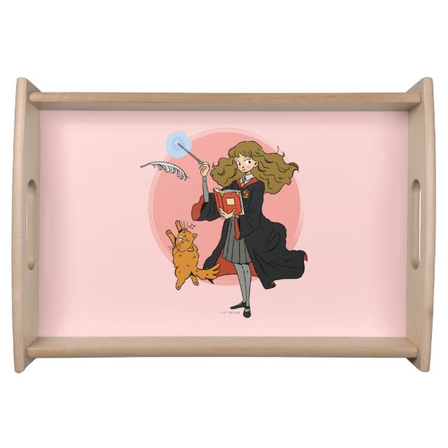 Hermione and Crookshanks Wingardium Leviosa Serving Tray (Front)