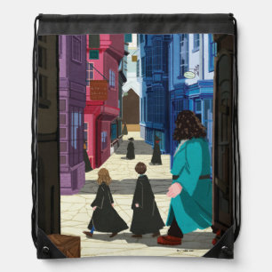 Hermione, HARRY POTTER™, & Hagrid in Diagon Alley Drawstring Bag