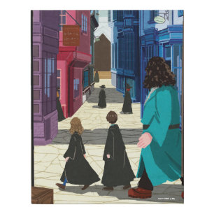 Hermione, HARRY POTTER™, & Hagrid in Diagon Alley Faux Canvas Print