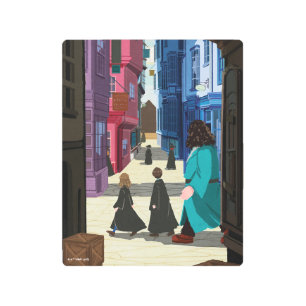 Hermione, HARRY POTTER™, & Hagrid in Diagon Alley Metal Print
