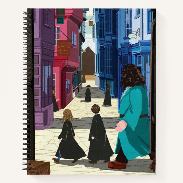 Hermione, HARRY POTTER™, & Hagrid in Diagon Alley Notebook (Front)